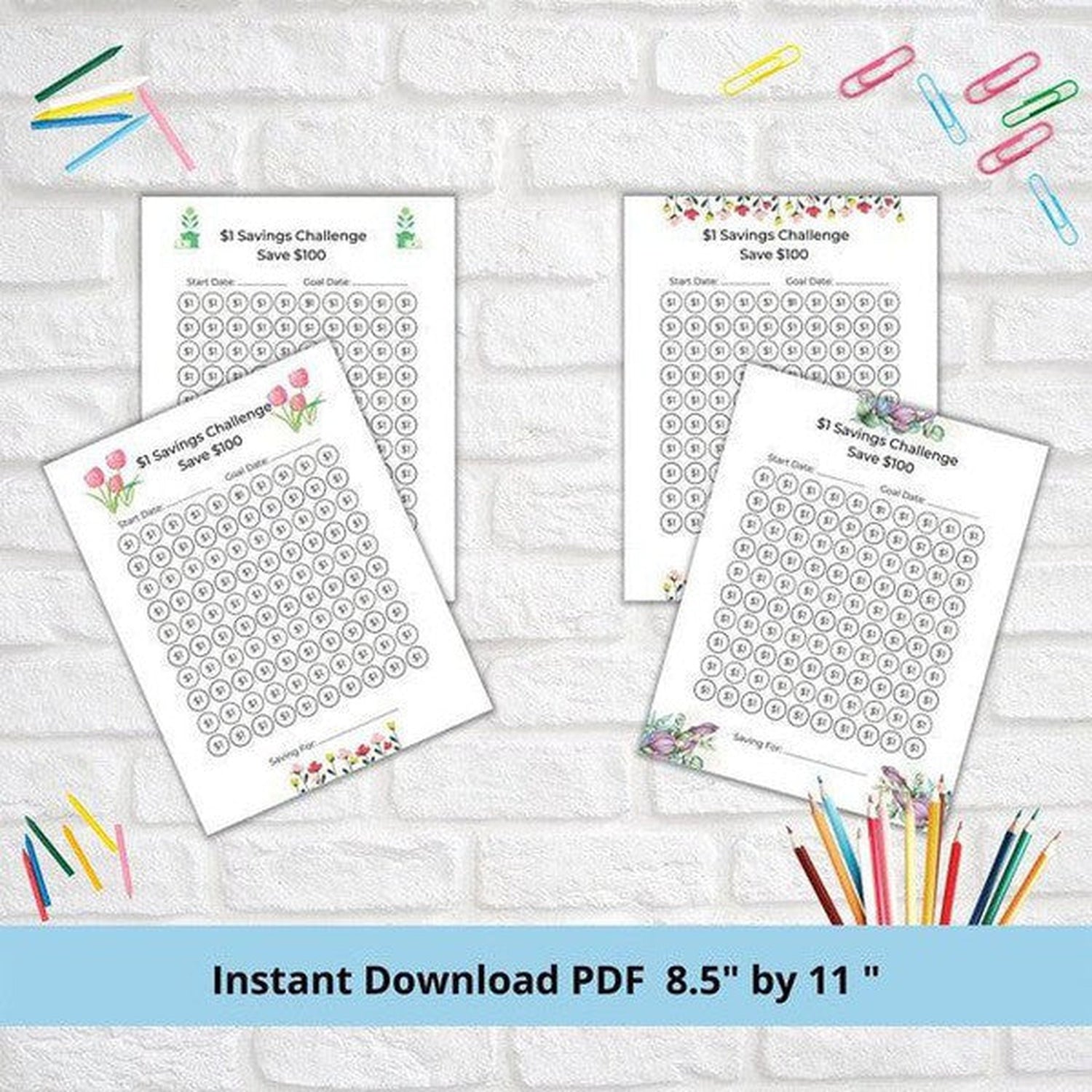 $1 Savings Challenge: 100 Day Floral Savings Bundle