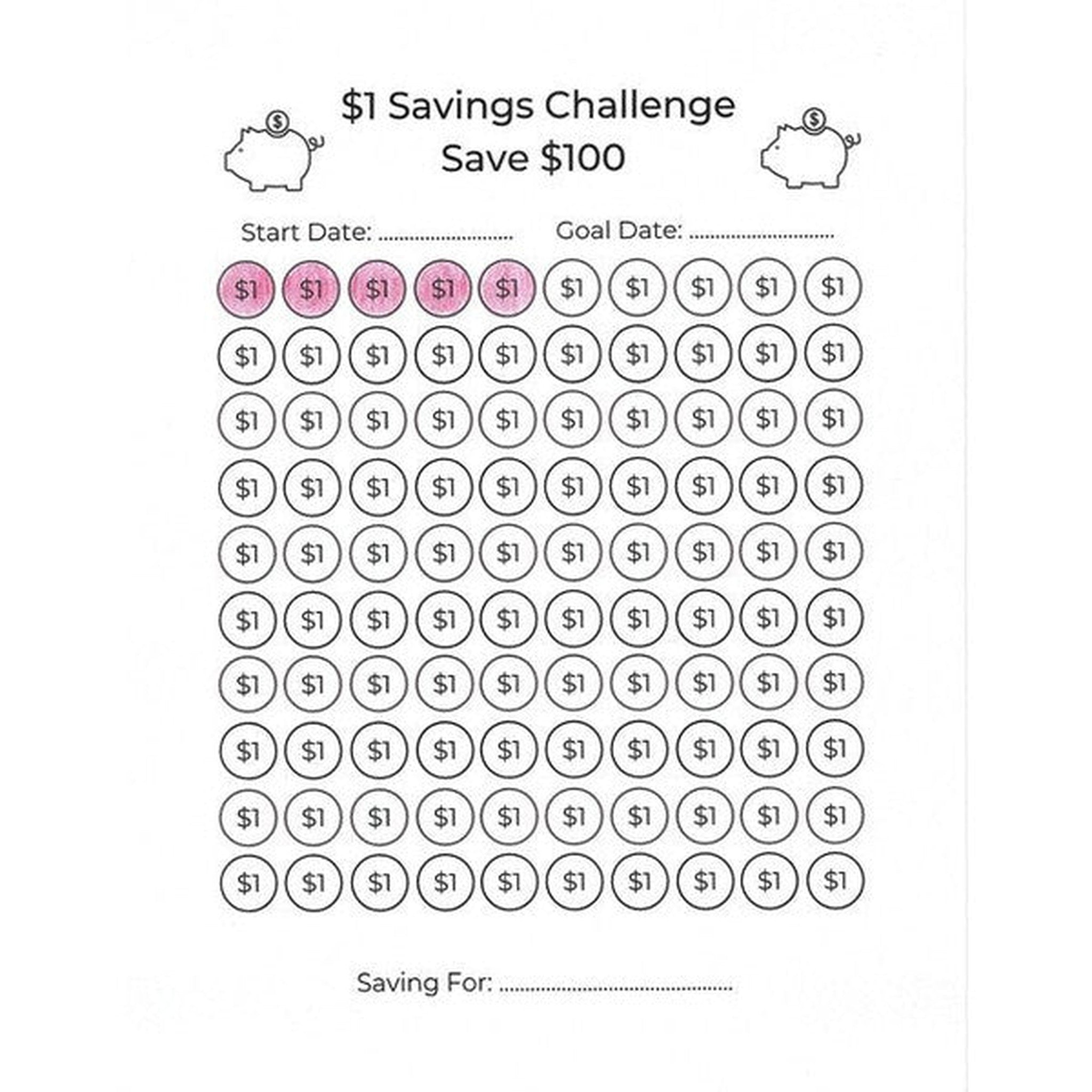 $1 Savings Challenge: 100 Days Savings Challenge