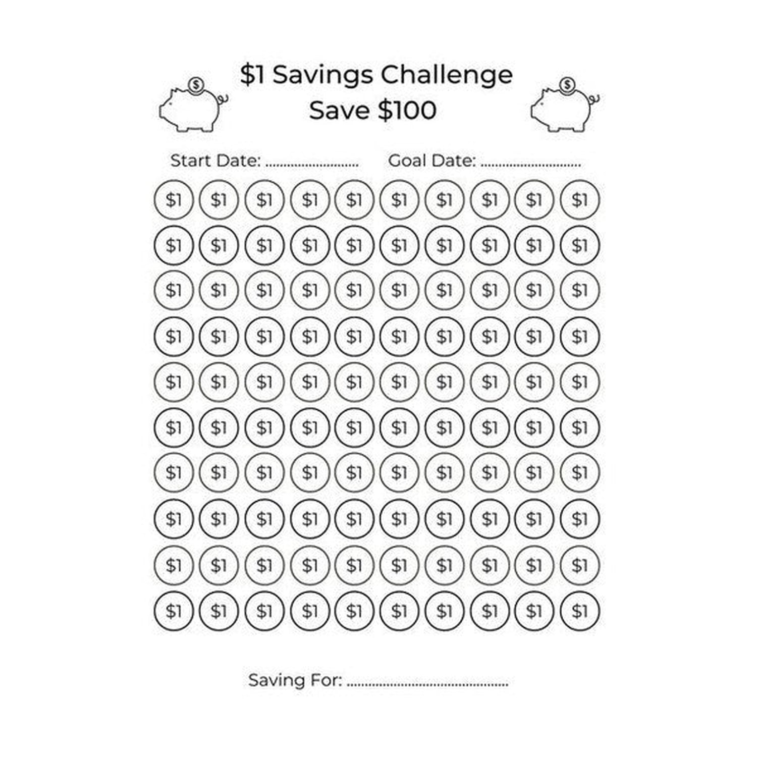 $1 Savings Challenge: 100 Days Savings Challenge