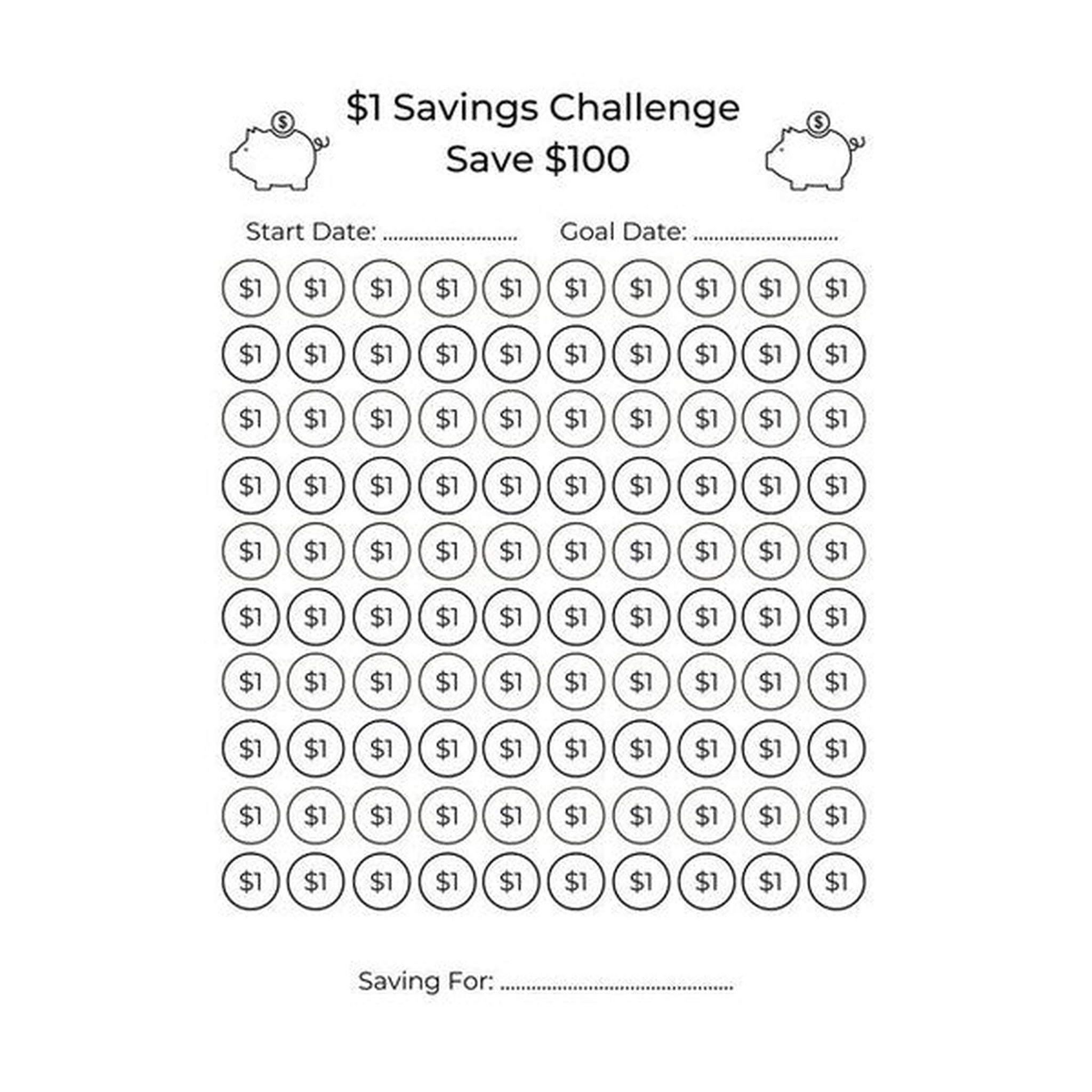 $1 Savings Challenge: 100 Days Savings Challenge
