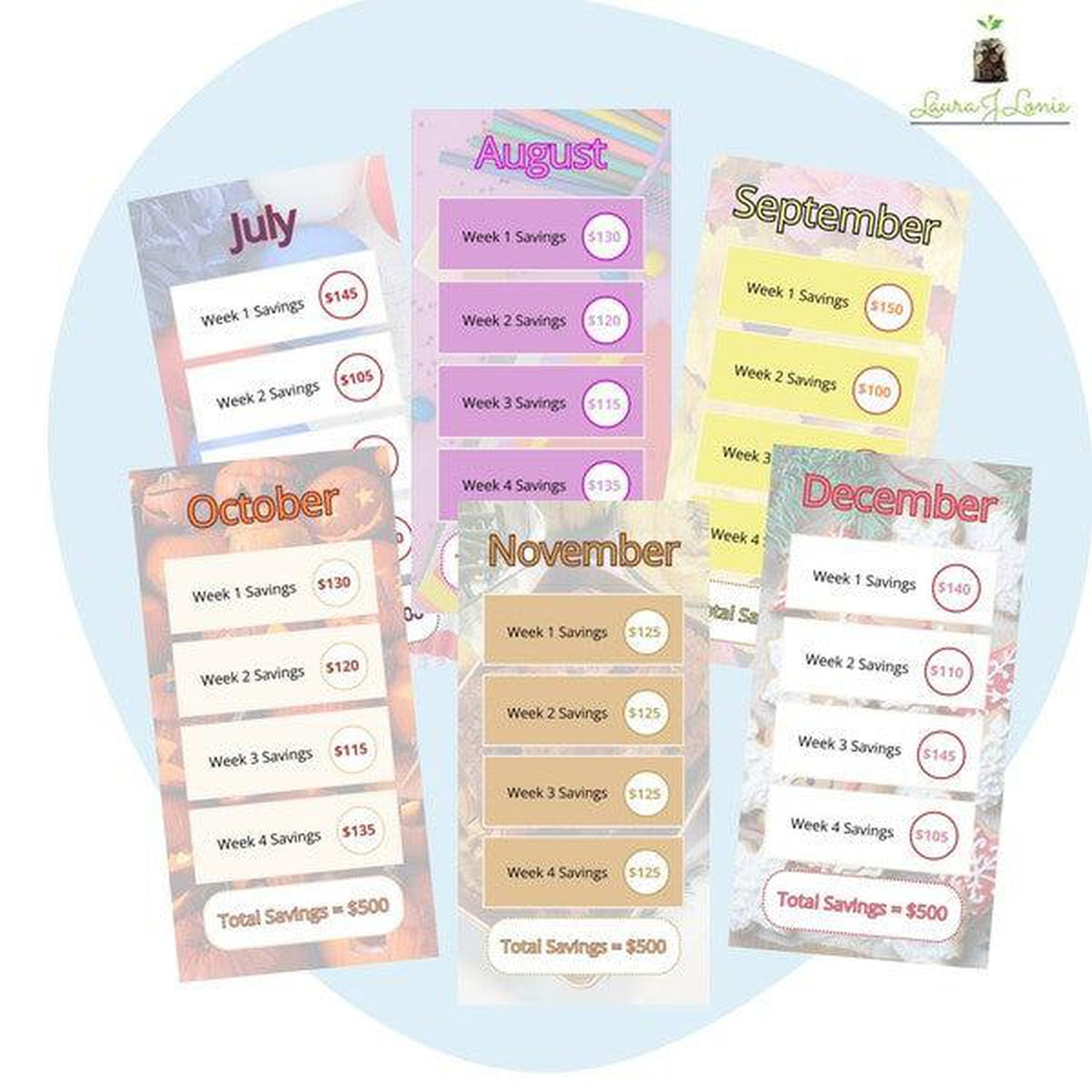 12 Mini Monthly Savings Trackers
