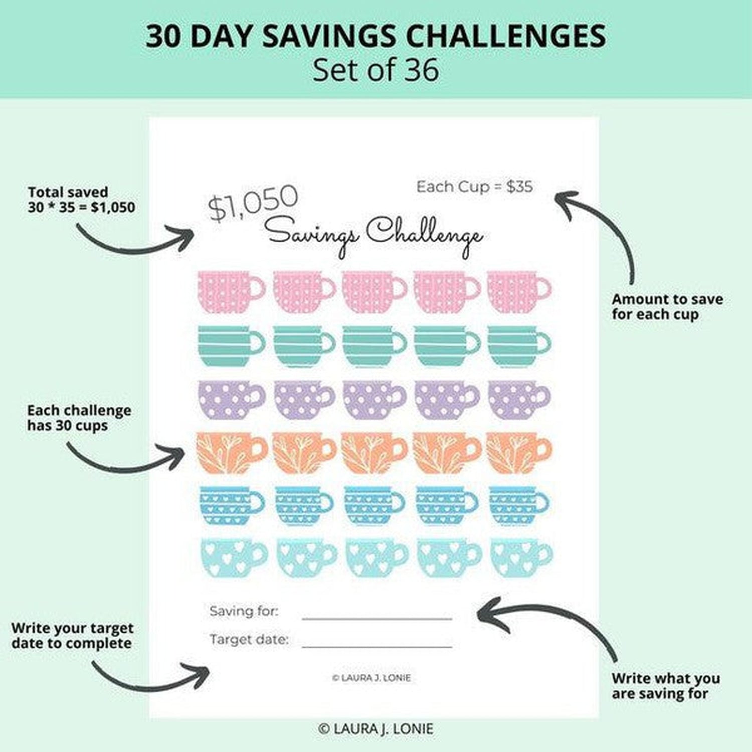 Fun Money Savings Challenge Bundle