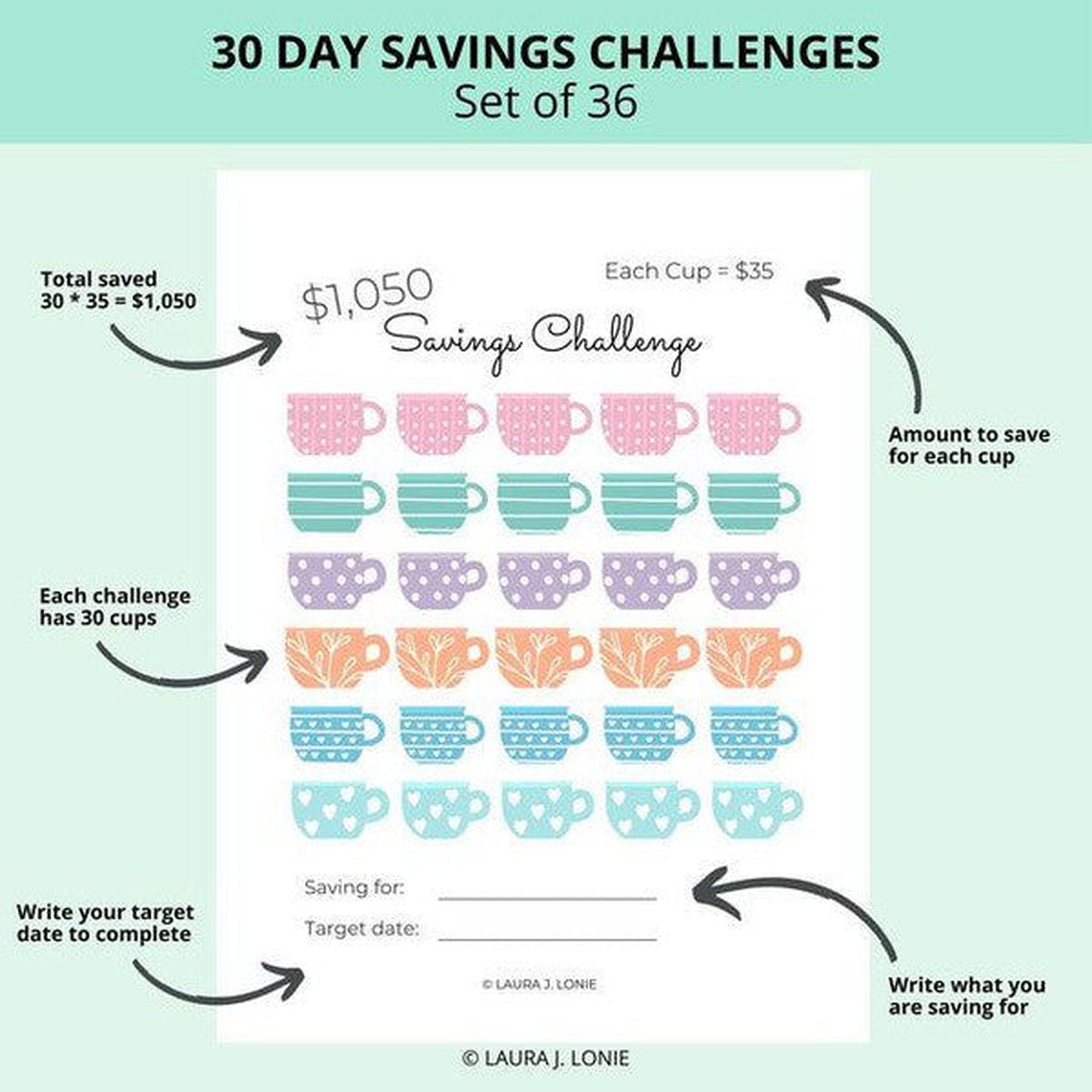 Fun Money Savings Challenge Bundle