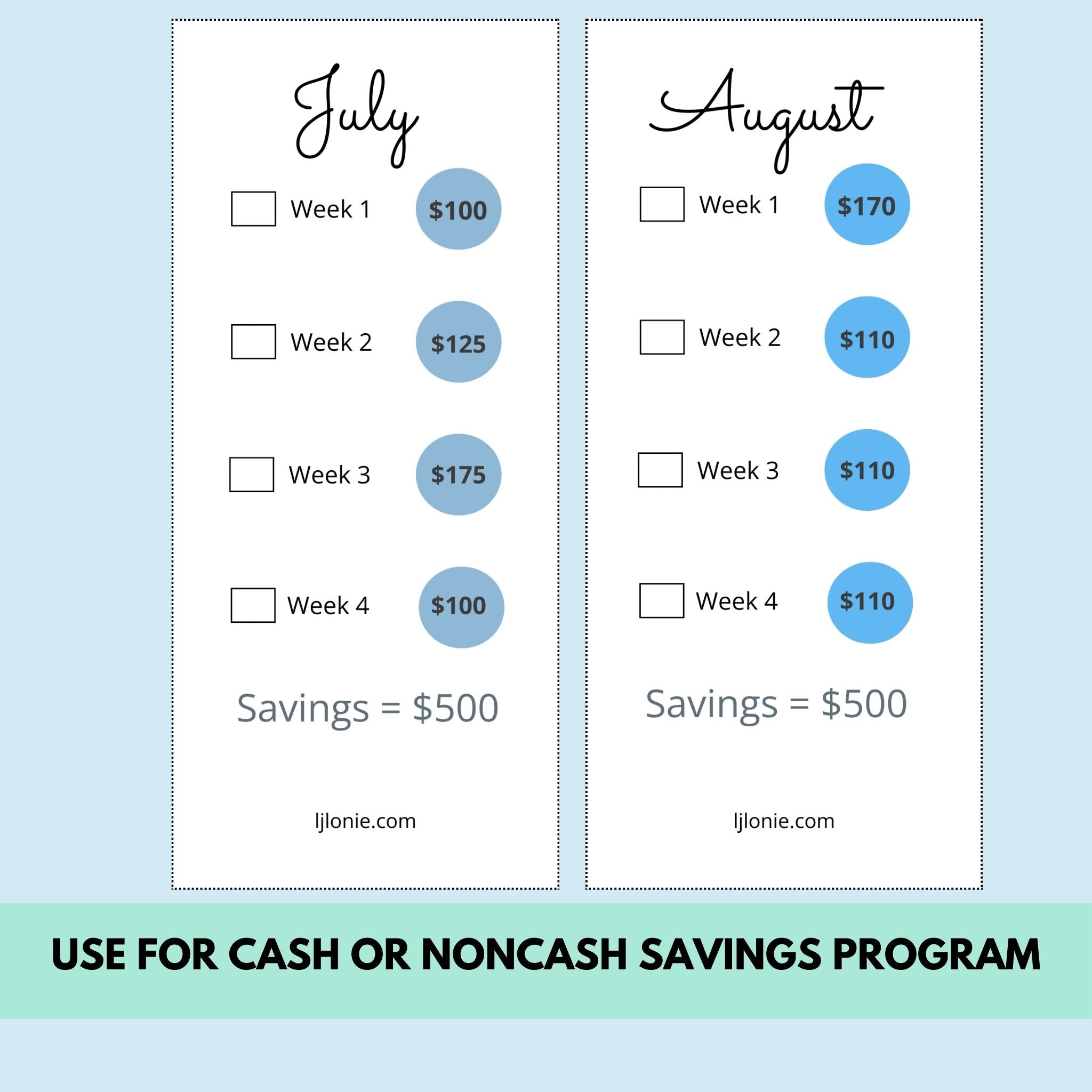 Minimalist Monthly Savings Trackers