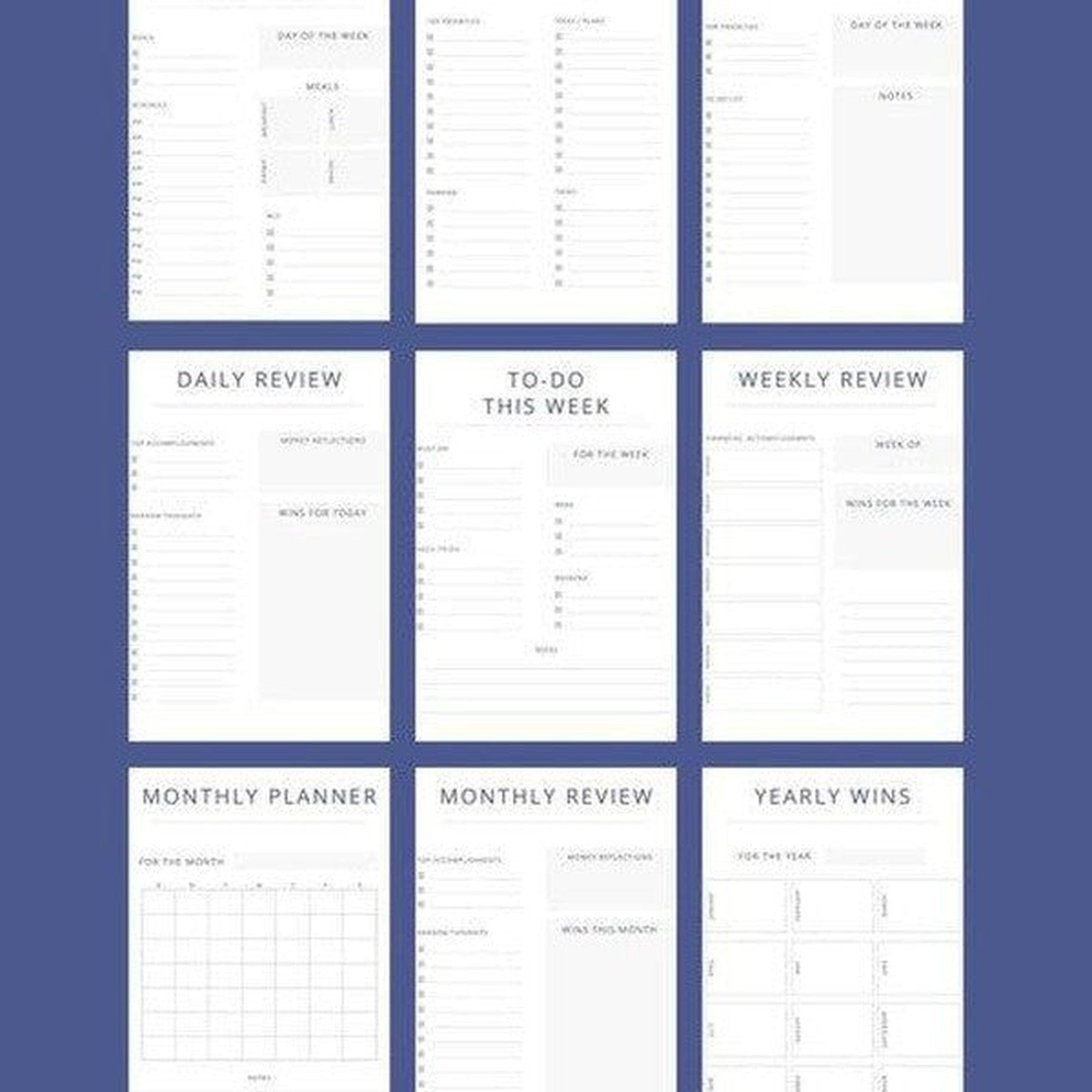 Minimalistic Daily, Weekly, Monthly, Yearly Planner Pages