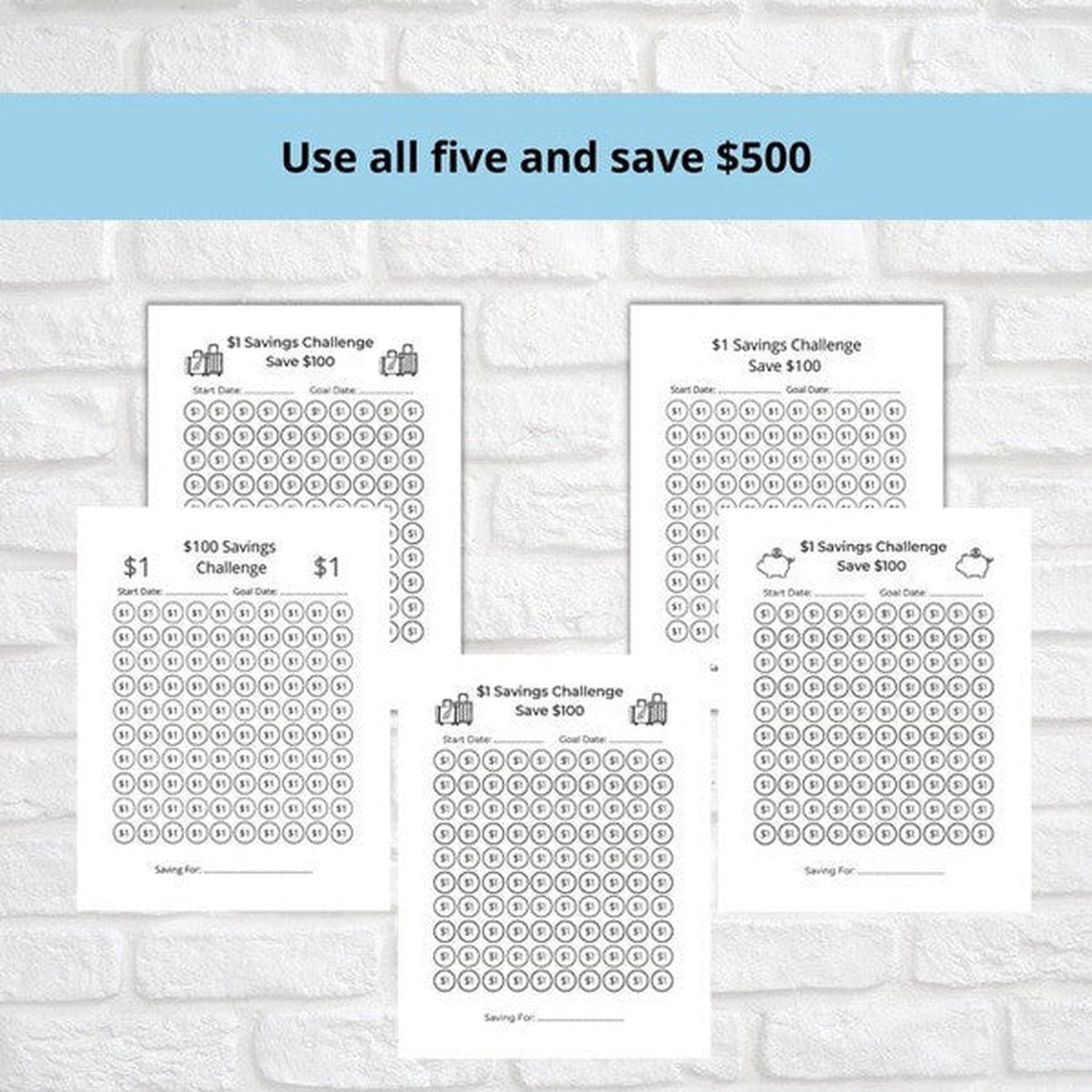 Save $1 For 100 Days Savings Challenge Bundle