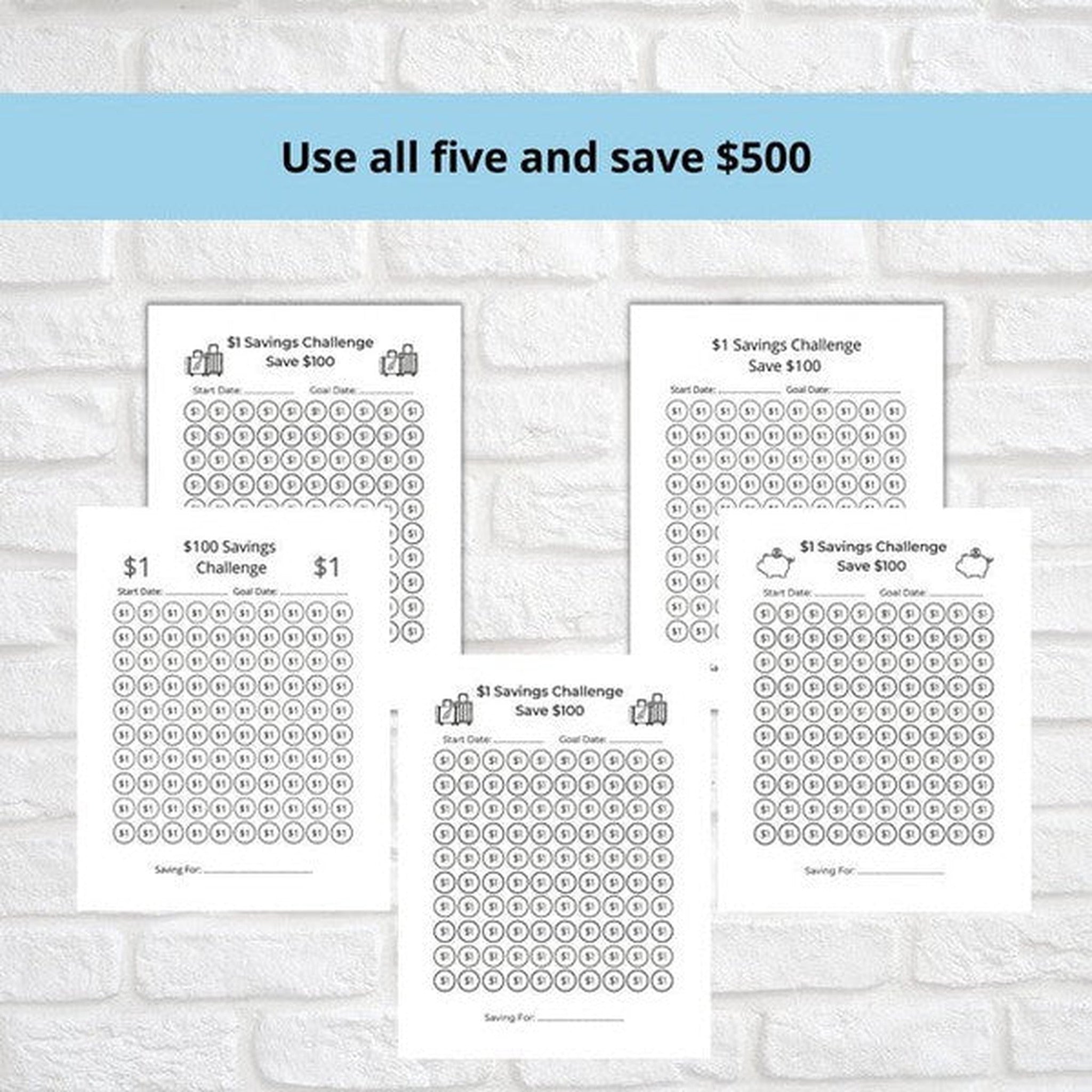 Save $1 For 100 Days Savings Challenge Bundle