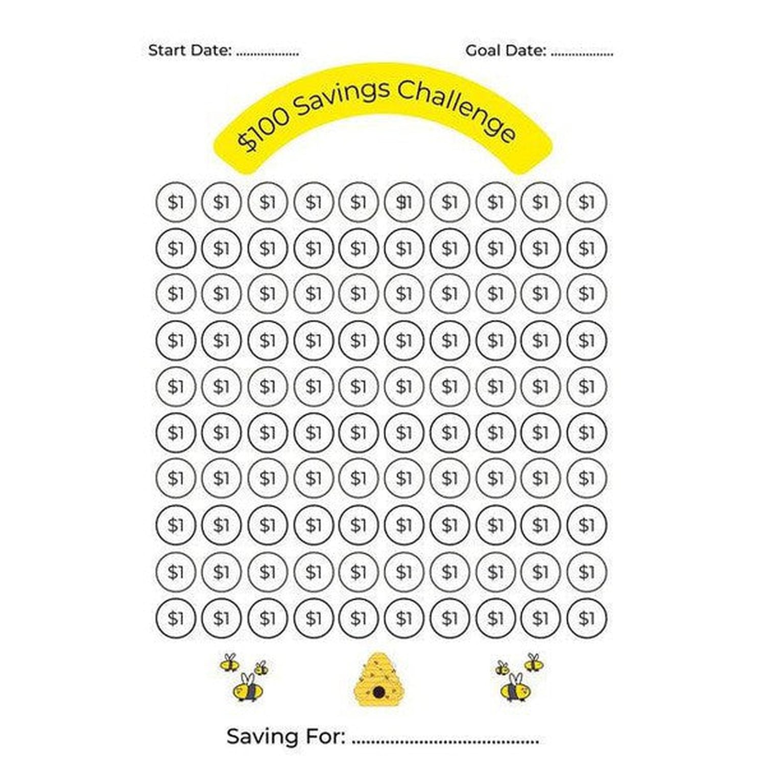 Save $100 in 100 Days Challenge with Bees