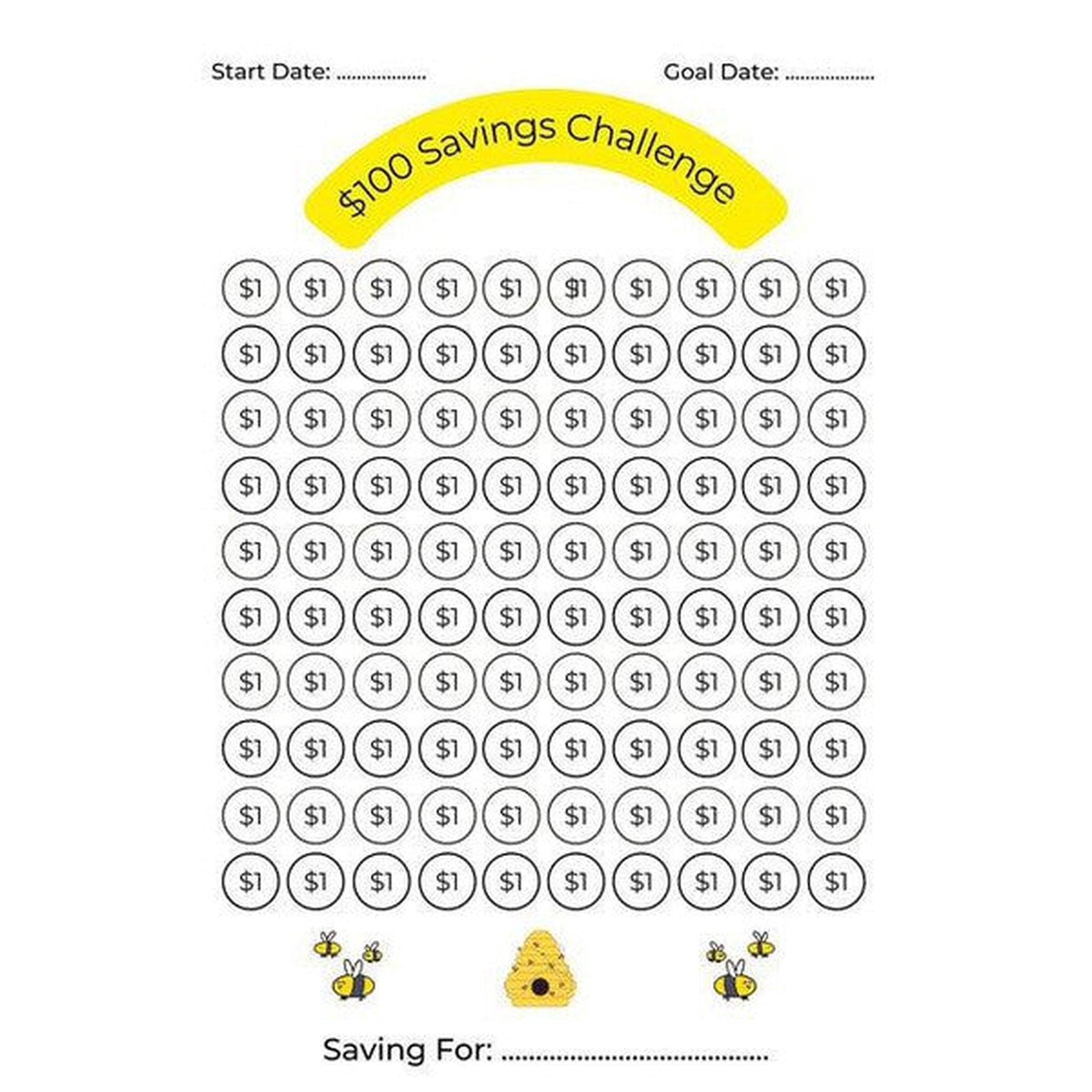 Save $100 in 100 Days Challenge with Bees