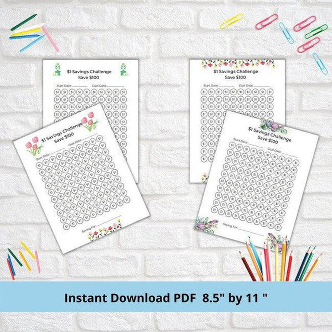$1 Savings Challenge: 100 Day Floral Savings Bundle