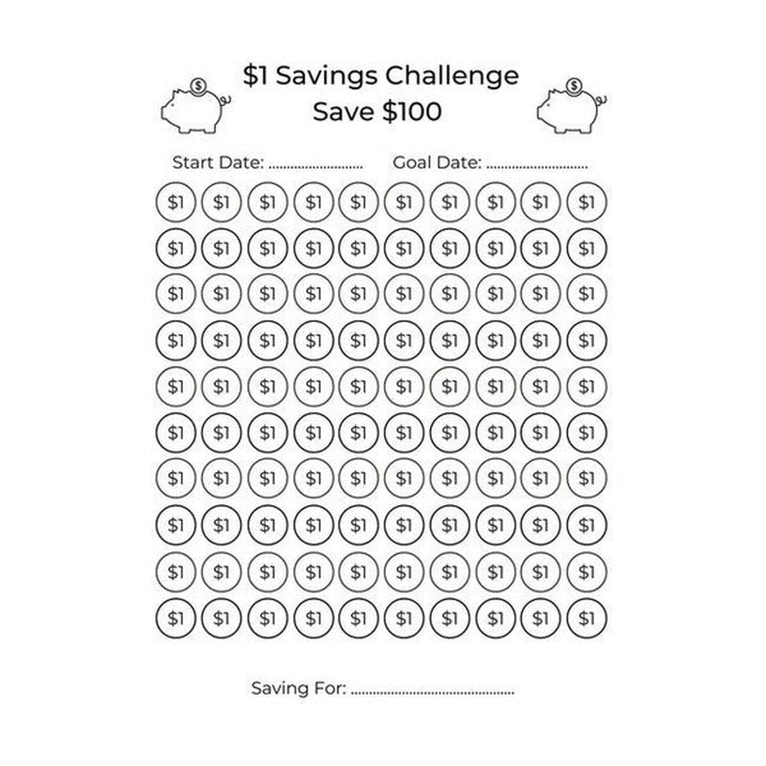 $1 Savings Challenge: 100 Days Savings Challenge