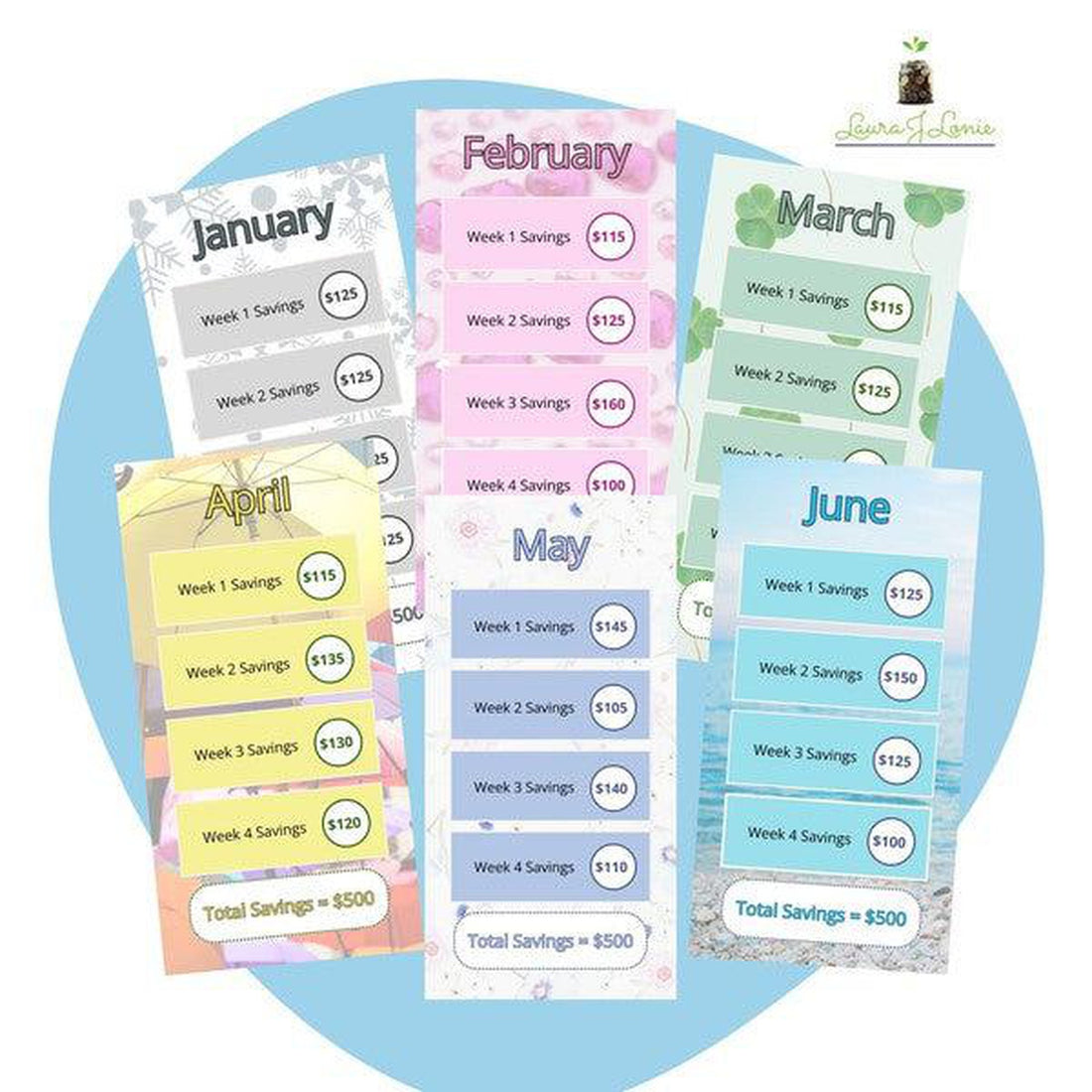 12 Mini Monthly Savings Trackers