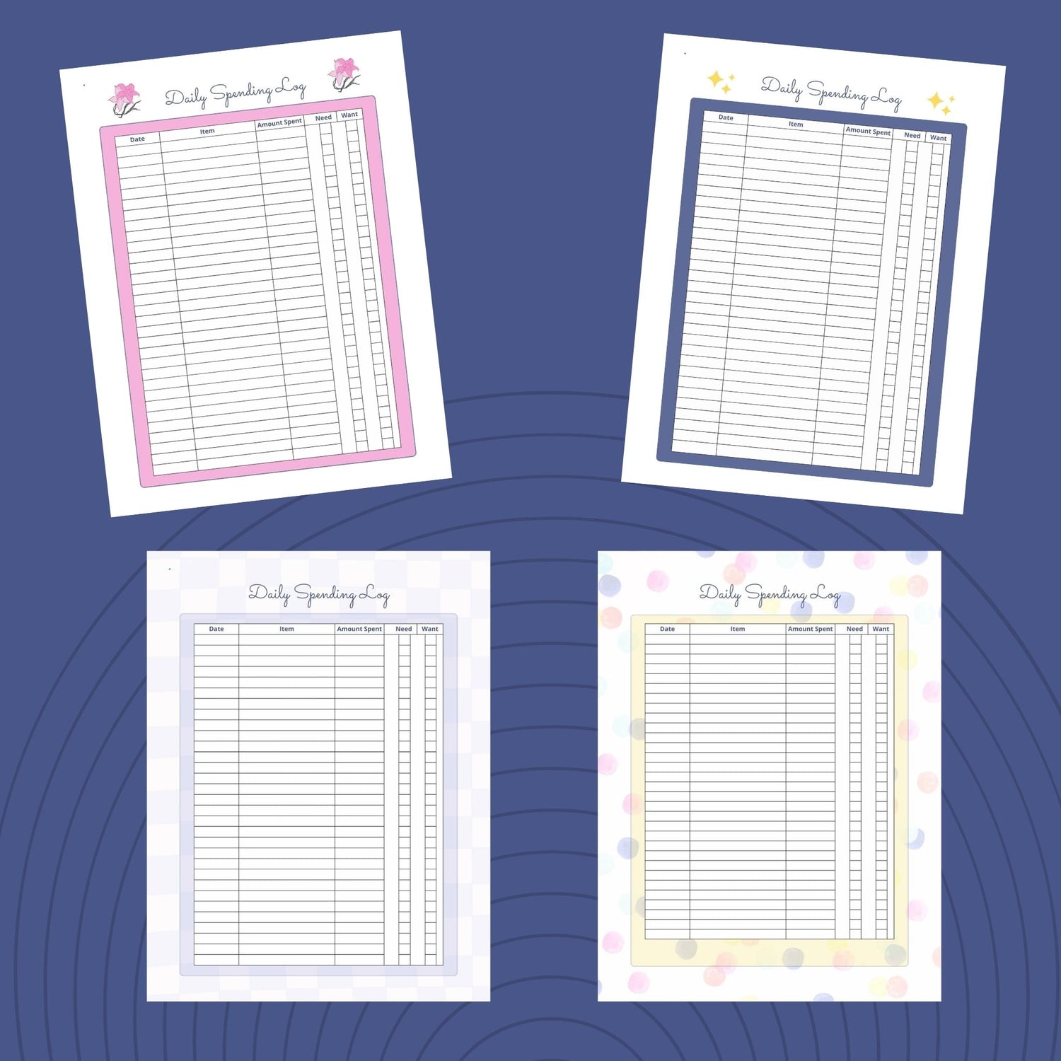 Daily Spending Trackers - Set of 6