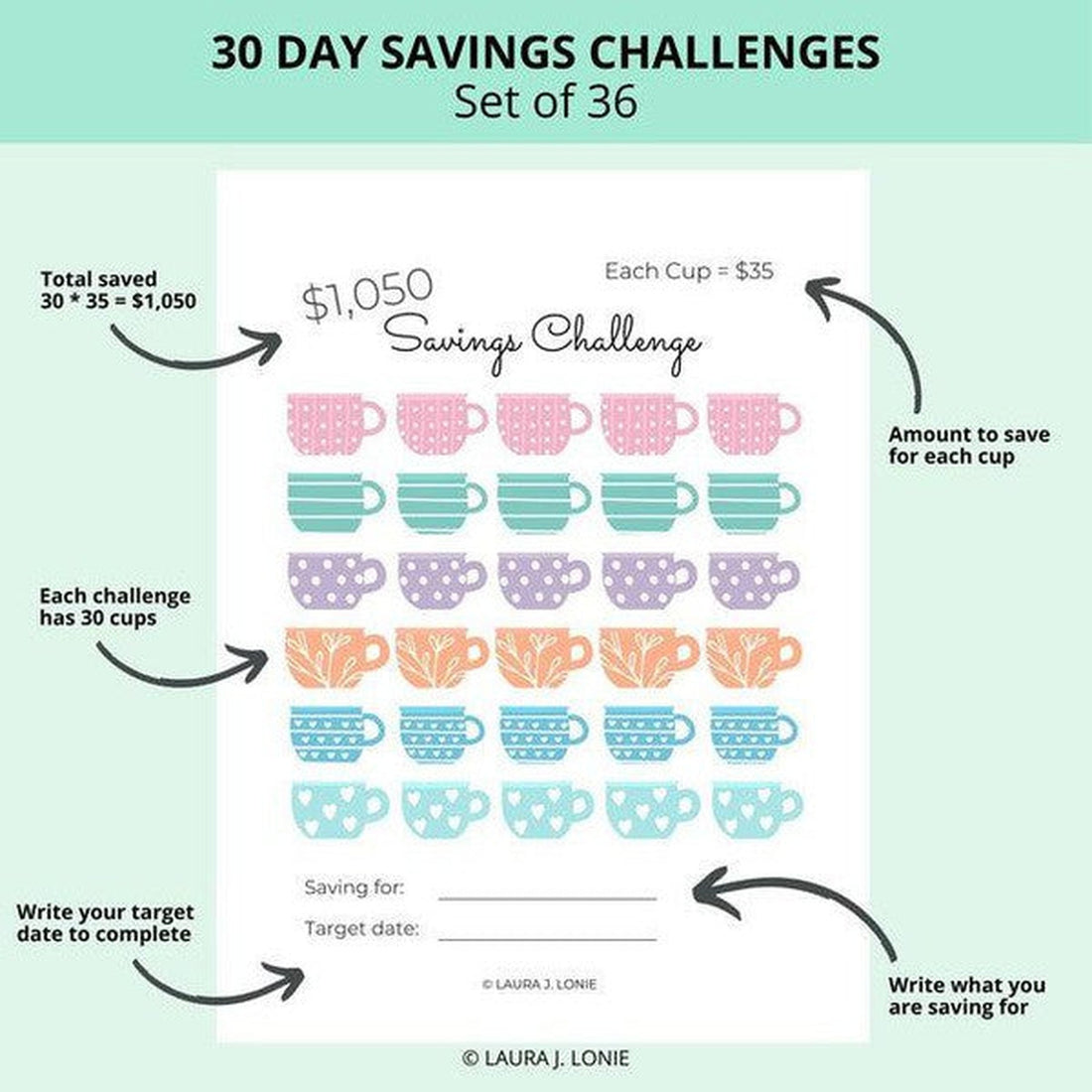 Fun Money Savings Challenge Bundle
