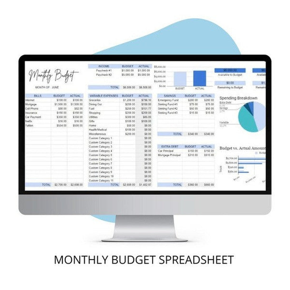 Monthly Budget Spreadsheet