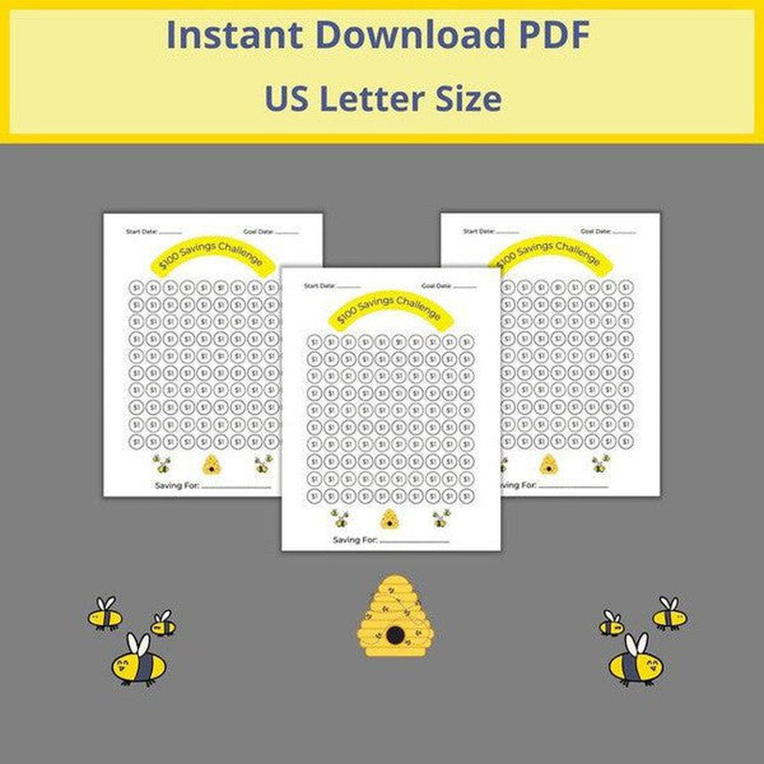 Save $100 in 100 Days Challenge with Bees