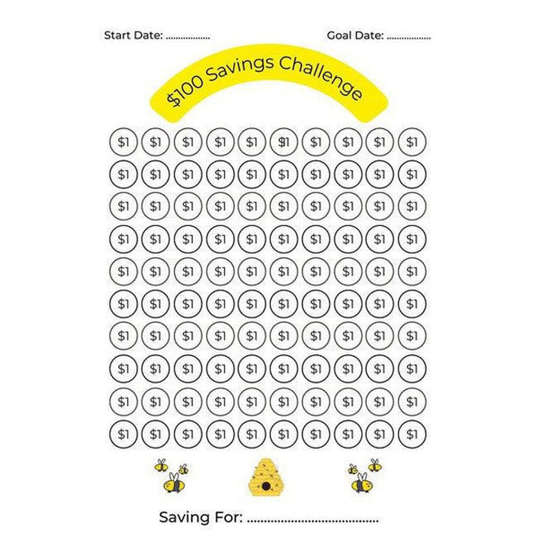 Save $100 in 100 Days Challenge with Bees